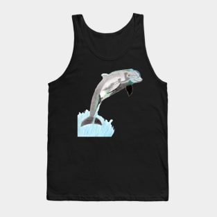 Dolphin Jumping Above the Waves- Deep Purple Tank Top